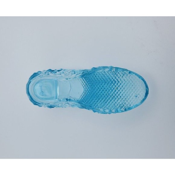 MINIATURE AQUA BLUE GLASS SHOE GUERNSEY GLASS COMPANY VINTAGE SLIPPER - Picture 5 of 5